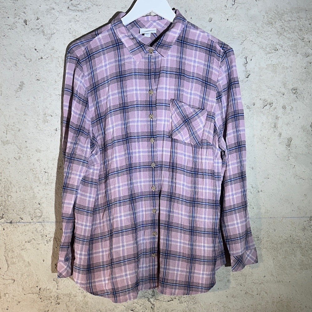 J. Jill Lavender and Navy Plaid Blouse